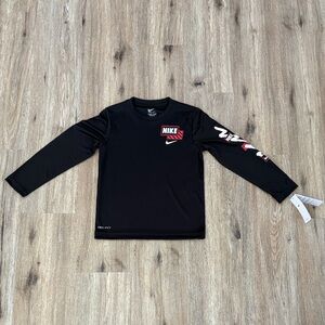 Nike Black Long Sleeve Tee with Red Accents